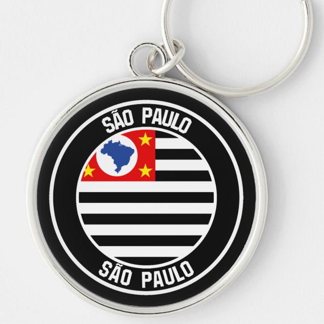 São Paulo Round Emblem Rund Silverfärgad Nyckelring (Framsidan)