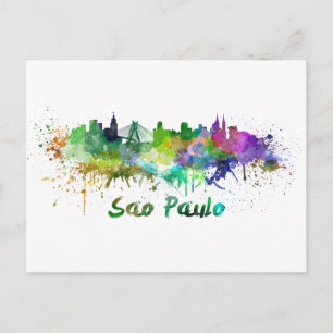 Sao Paulo skyline i vattenfärg Vykort
