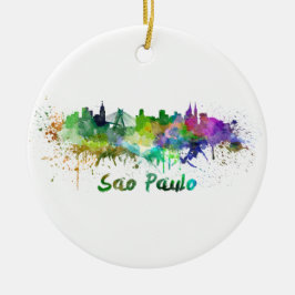 Sao Paulo skyline in watercolor Julgransprydnad Keramik