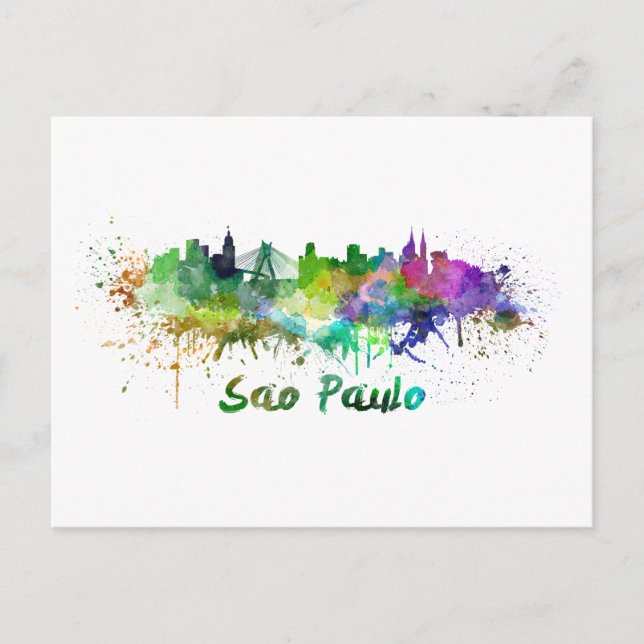 Sao Paulo skyline in watercolor Vykort (Framsida)