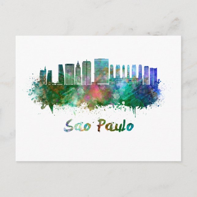 Sao Paulo skyline in watercolor Vykort (Framsida)