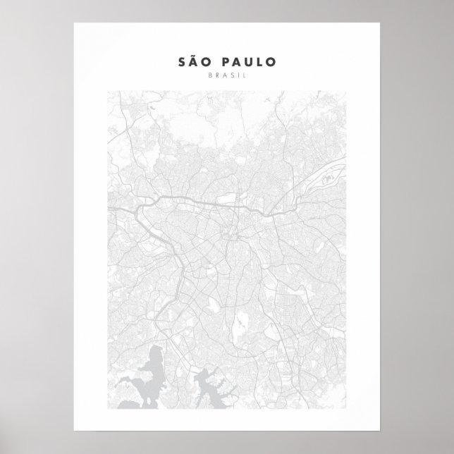 Sao Paulo White City Map Poster (Framsidan)