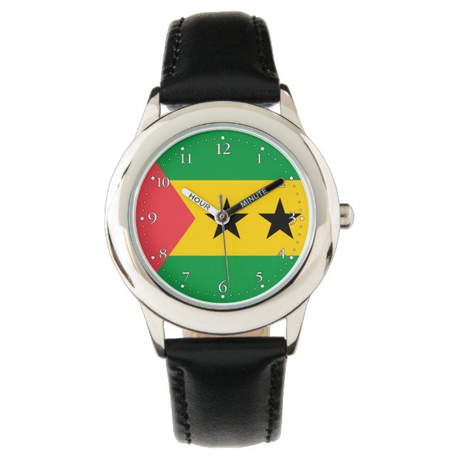 Sao Tome och Principe flagga Armbandsur (Framsida)