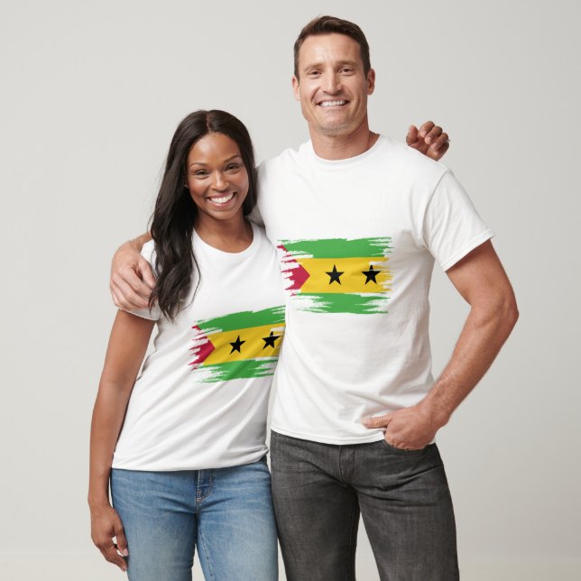 São Tomé och Príncipe Flagga Brush Art T Shirt (Unisex)