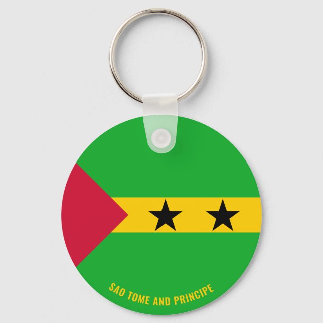 Sao Tome och Principe Flagga Charming Patriotic Nyckelring (Framsida)