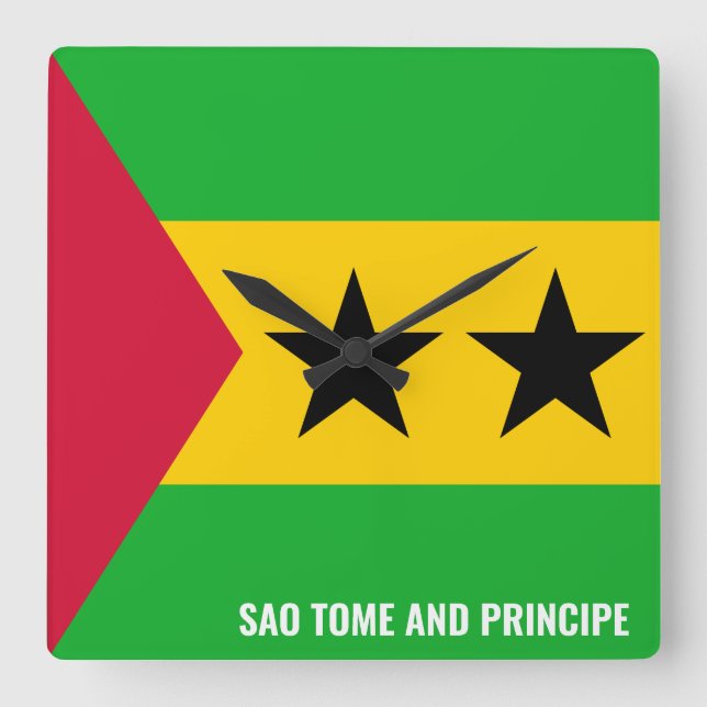 Sao Tome och Principe Flagga Dazzling Patriotic Fyrkantig Klocka (Framsida)