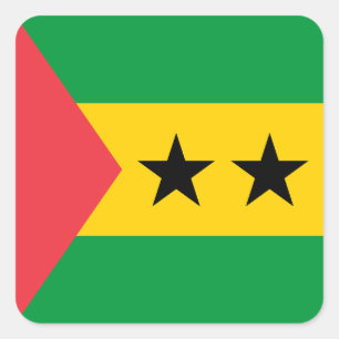 Sao Tome och Principe flagga Fyrkantigt Klistermärke
