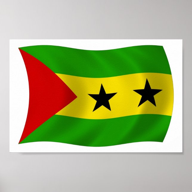 Sao Tome och Principe Flagga Postertryck Poster (Framsidan)