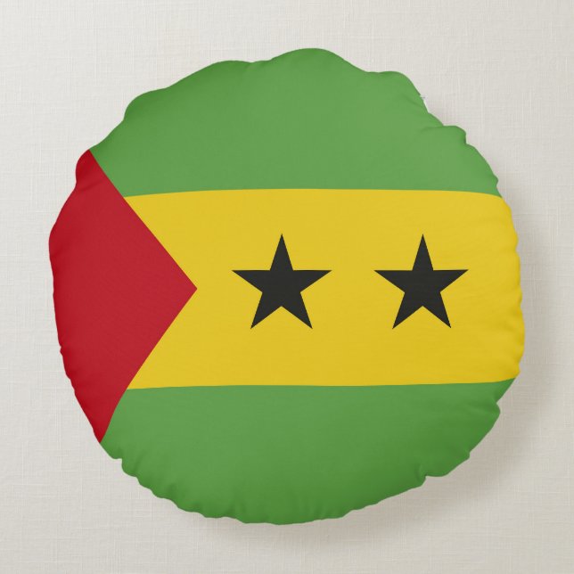 Sao Tome och Principe flagga Rund Kudde (Baksidan)