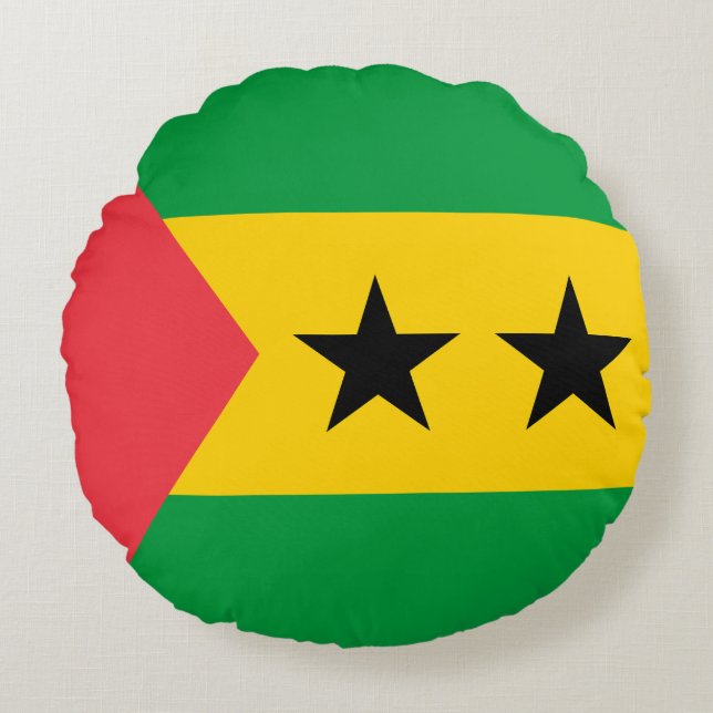 Sao Tome och Principe flagga Rund Kudde (Framsidan)