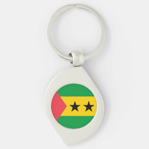 Sao Tome och Principe flagga Swirl Silverfärgad Nyckelring