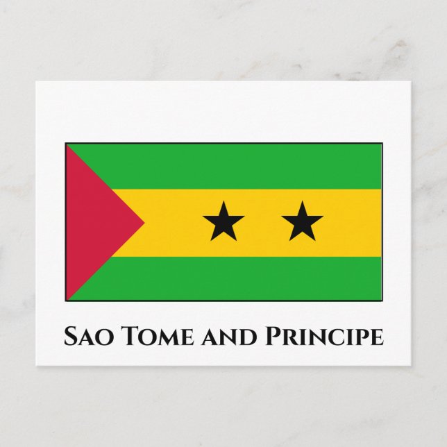 Sao Tome och Principe Flagga Vykort (Framsida)