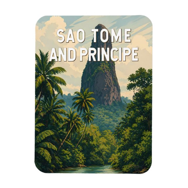 Sao Tome och Principe Illustration Resa Konst Magnet (Vertikal)