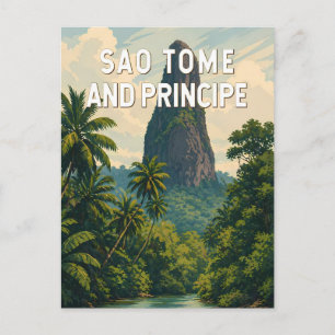 Sao Tome och Principe Illustration Resa Konst Vykort