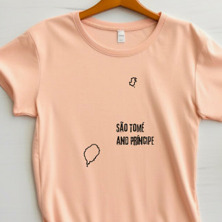 Sao Tome och Principe Land Karta Line Gräns T Shirt