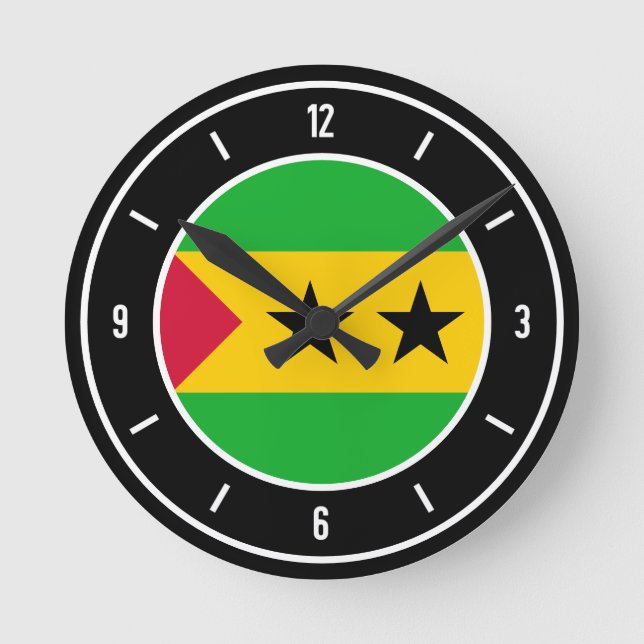 São Tomé och Príncipes Elegant för Flagga Rund Klocka (Framsida)