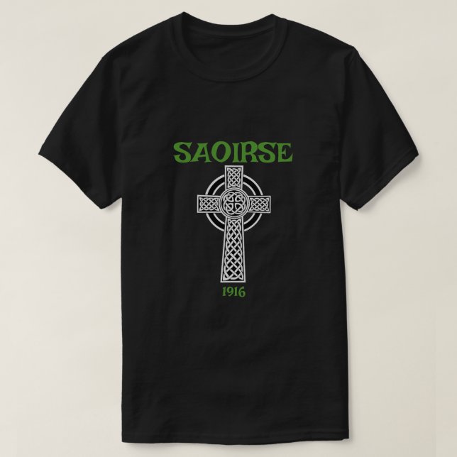 Saoirse betyder Freedom Irish med Celtic Kor T Shirt (Design framsida)