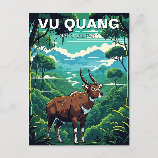 Saola i Vu Quang nationalpark Vietnam Travel Vykort (Framsida)