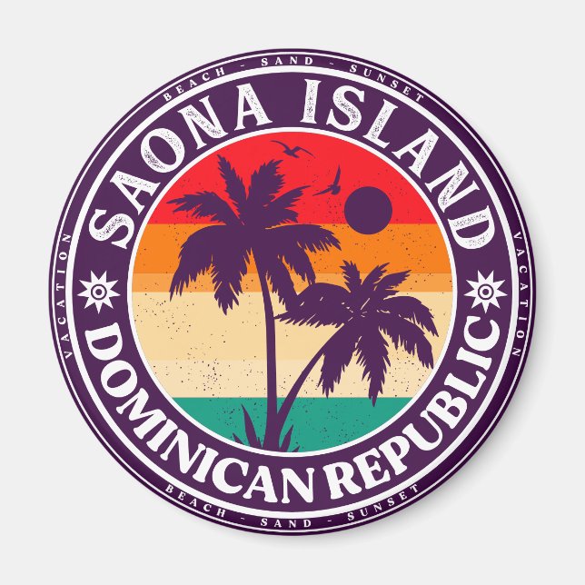 Saona Island Dominikanska republiken - Retro 60-ta Magnet (Framsidan)