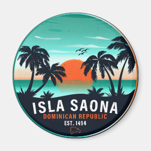 Saona Island Dominikanska republiken Retro Sunset Magnet