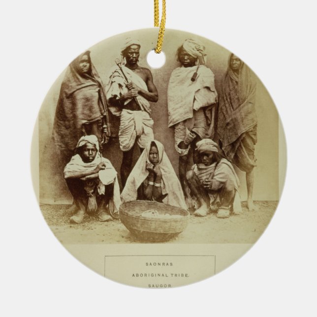 Saonras en Aboriginal stam från Saugor, central Julgransprydnad Keramik (Framsidan)