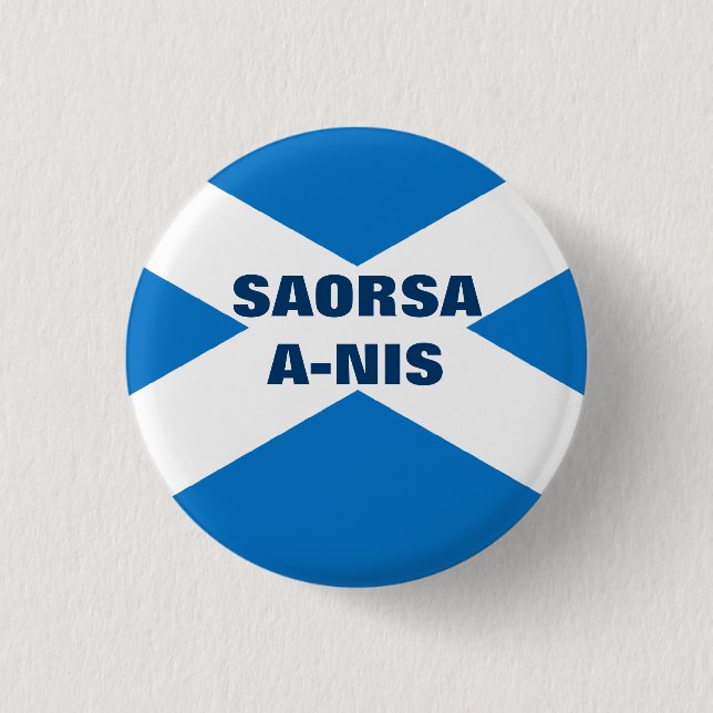 Saorsa ett Nis-skott Saltire Knapp (Framsida)