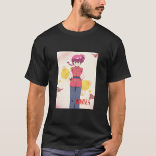 Saotome Ranma Rank 12 Anime Retro Estetisk Klister T Shirt