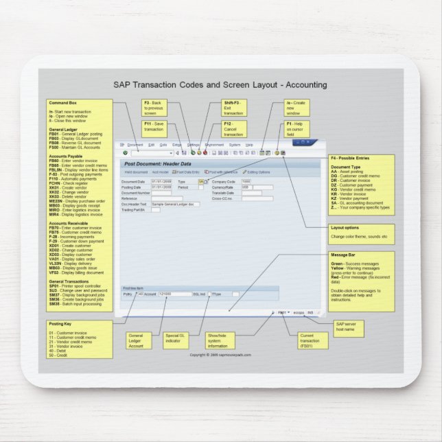 SAP-redovisningstransaktionskoder och -layout Musmatta (Framsidan)