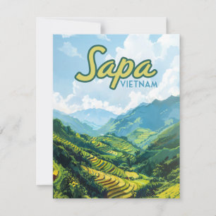 Sapa Vietnam Asia Ris Terraces Vintage Card