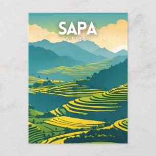 Sapa Vietnam illustration Poster Vykort