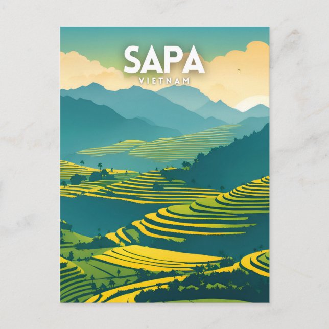 Sapa Vietnam illustration Poster Vykort (Framsida)