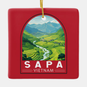 Sapa Vietnam Travel Art Vintage Julgransprydnad Keramik
