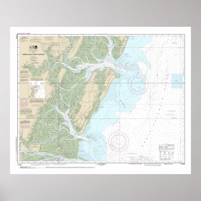 Sapelo och Doboy Ljud Nautical Chart 11510 Poster (Framsidan)