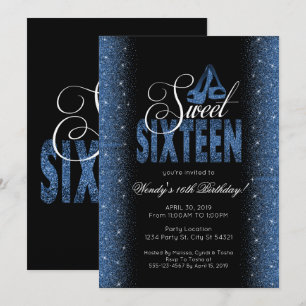 Saphire Blue Sweet 16-partsinbjudningar Inbjudningar