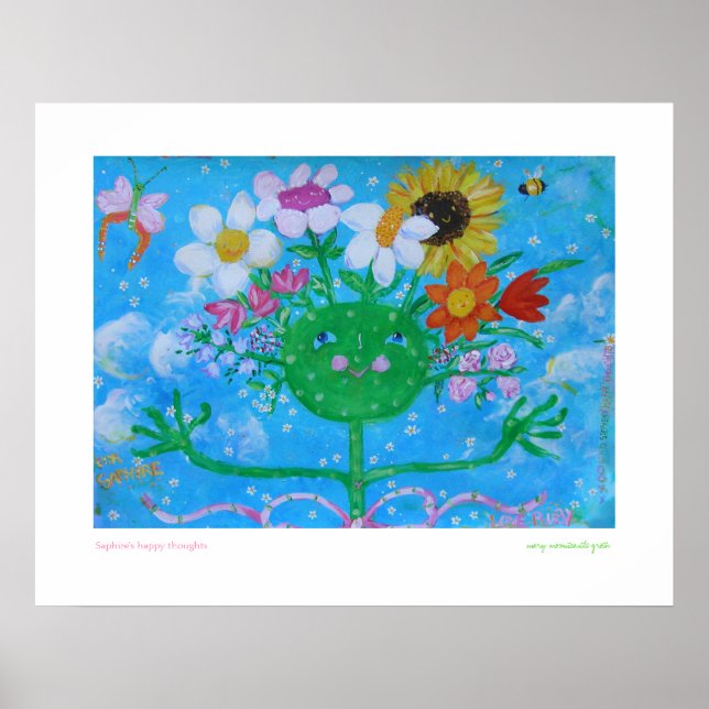 Saphires tankar i lycklig poster (Framsidan)