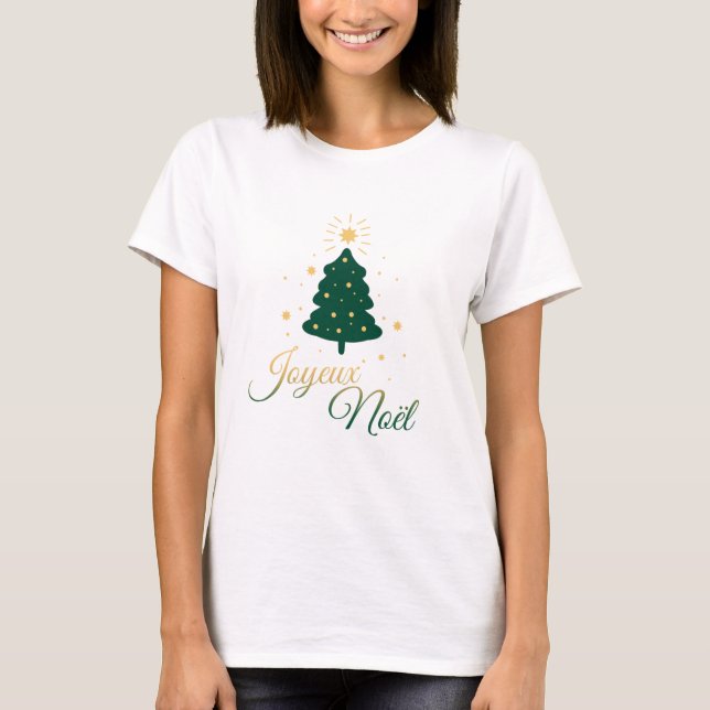 Sapin de Noël doré et vert : style festif T Shirt (Framsida)