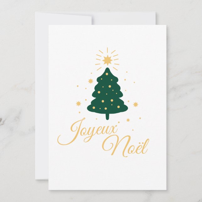 Sapin de Noël simple avec texte doré élégant Julkort (Framsida)