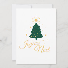 Sapin de Noël simple avec texte doré élégant Julkort
