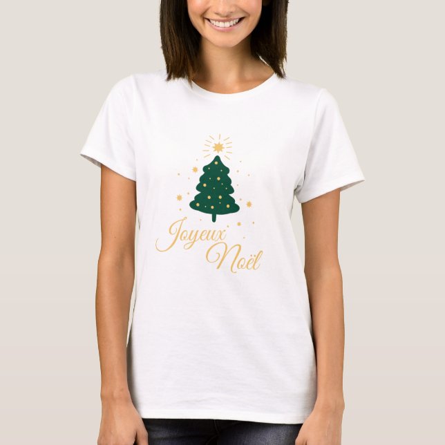 Sapin de Noël simple avec texte doré élégant T Shirt (Framsida)