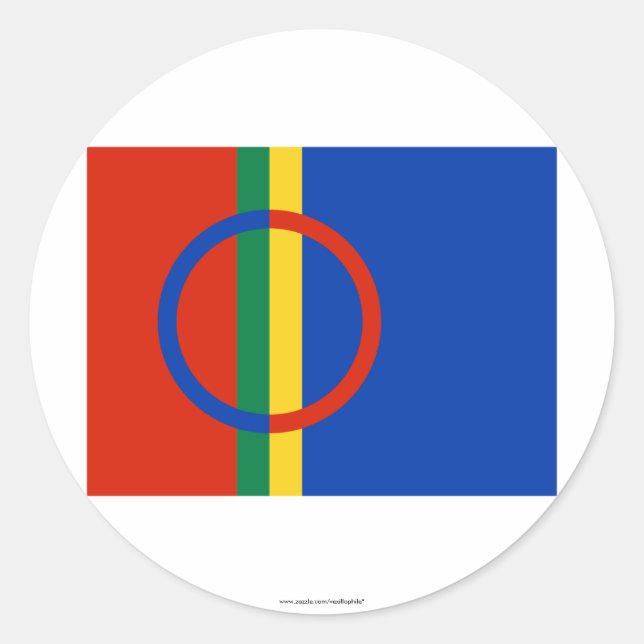 Sapmi Flagga Runt Klistermärke (Framsida)