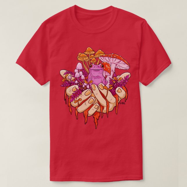 Sapphic Toadstool Frog Handful Mushroom T Shirt (Design framsida)