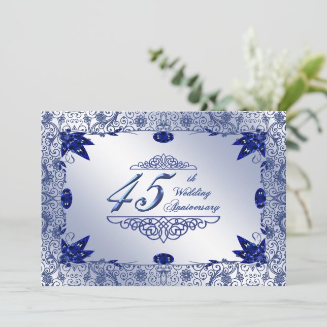 Sapphire 45:e Bröllop-årsdagen 5x7 Inbjudan (Stående Fram)