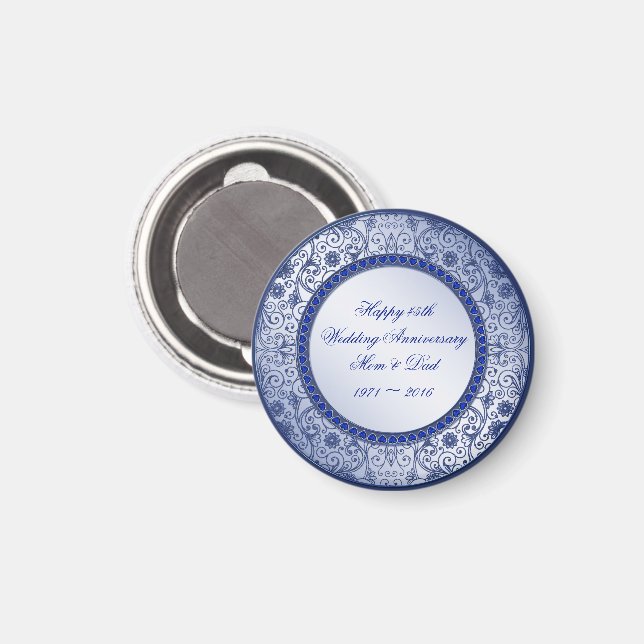 Sapphire 45:e Bröllop-årsdagen Rundmagnet Magnet (Front/Back)