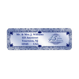 Sapphire 45:e Bröllop-årsjubileum adressetikett Returadress Etikett