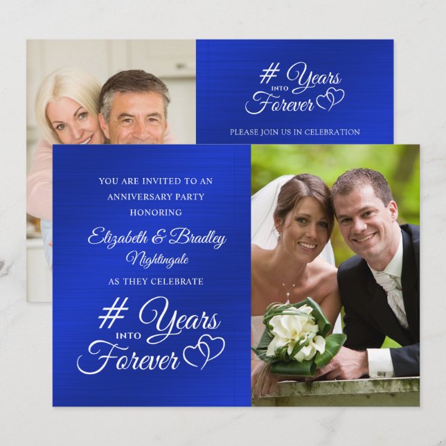 Sapphire Anniversary Hearts ÅR IN I ETERHETEN Inbjudningar (Fram/baksida)
