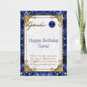 Sapphire Birthstone Birthday-kort Kort