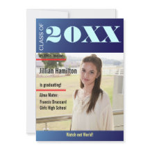 Sapphire Blå Examen Magasin Omslag Inbjudan