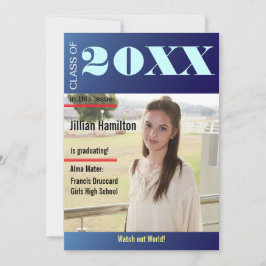 Sapphire Blå Examen Magasin Omslag Inbjudan