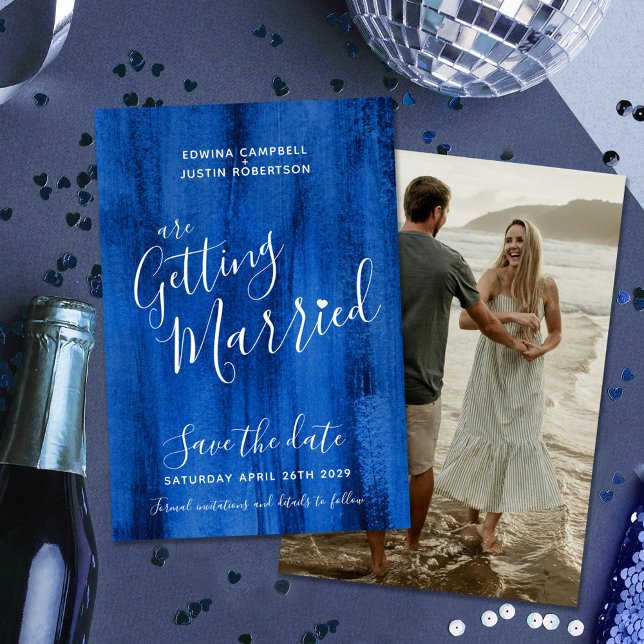 Sapphire blå modern konst sparar datumkort spara datumet (Skapare uppladdad)