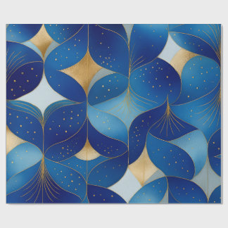 Sapphire Bloom & Gold Foil Gift Wrap Presentpapper